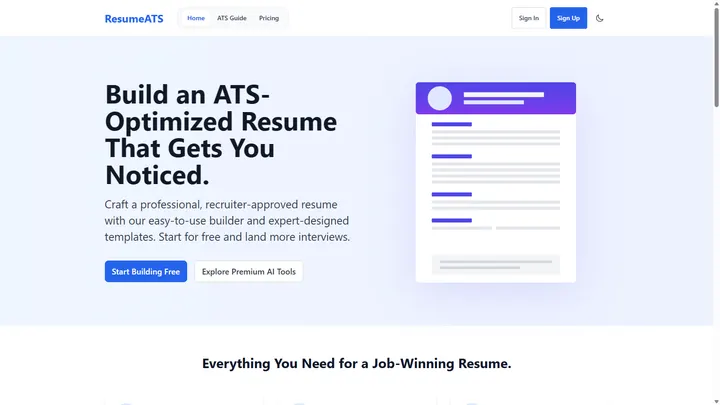 ResumeATS.cv website preview