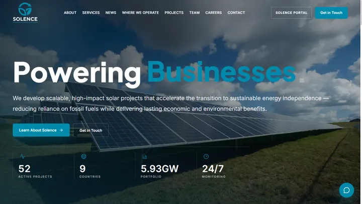 Solence Energy website preview